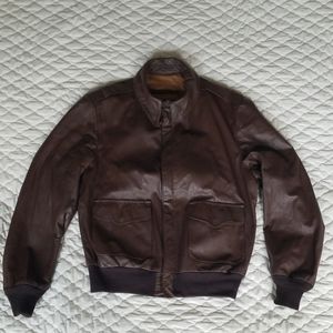 Type A-2 Brown Leather Vintage Flight Jacket Large